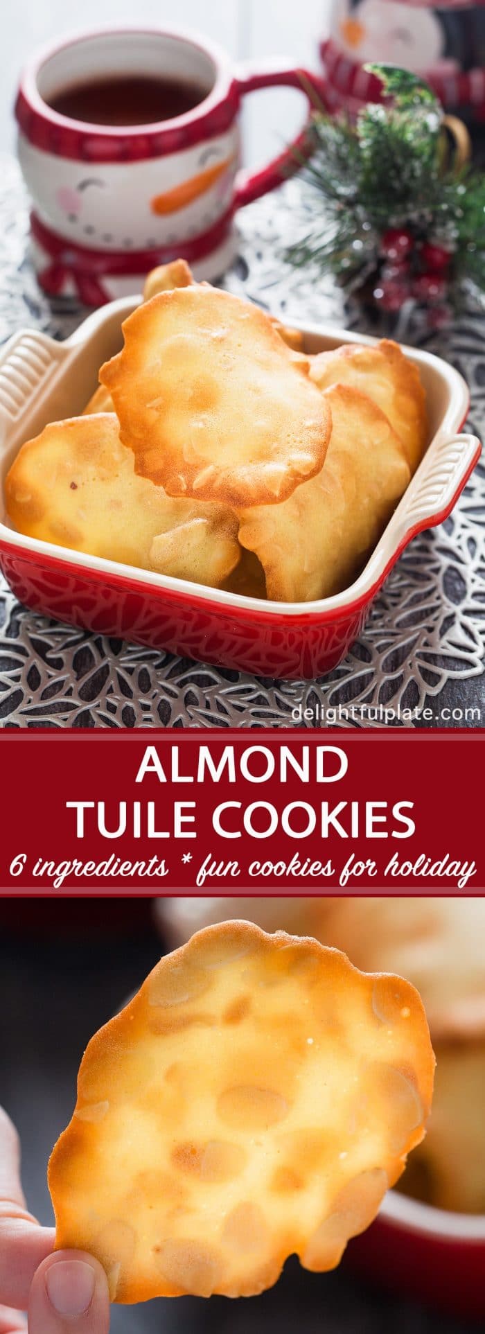 Almond tuile is an elegant French cookie. With just five simple pantry ingredients, you can easily make these crisp, buttery and nutty cookies. They are perfect as everyday cookies as well as cookies for special occasions.