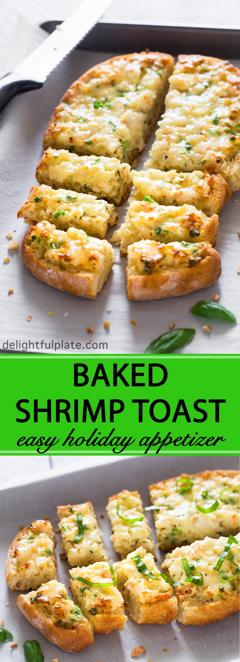 This baked shrimp toast features rich and creamy shrimp mixture on top of crispy bread. If you are looking for a quick and easy appetizer for your next party, give this a try.