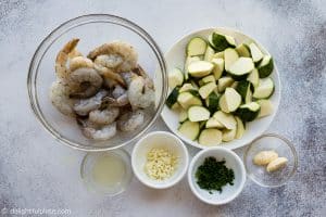 Ingredients for sauteed shrimp zucchini