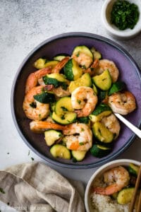 This sautéed shrimp with zucchini showcases natural sweetness of shrimps and zucchini. The addition of garlic and lemon juice makes the dish flavorful and delicious. It is a quick and easy one-pan meal for busy days.