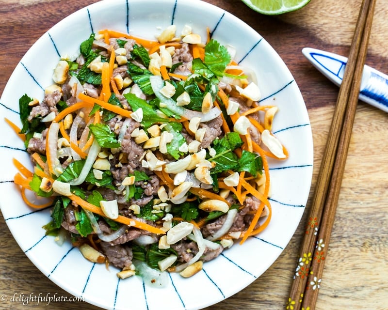 Vietnamese Rare Beef in lime juice salad (bo tai chanh)