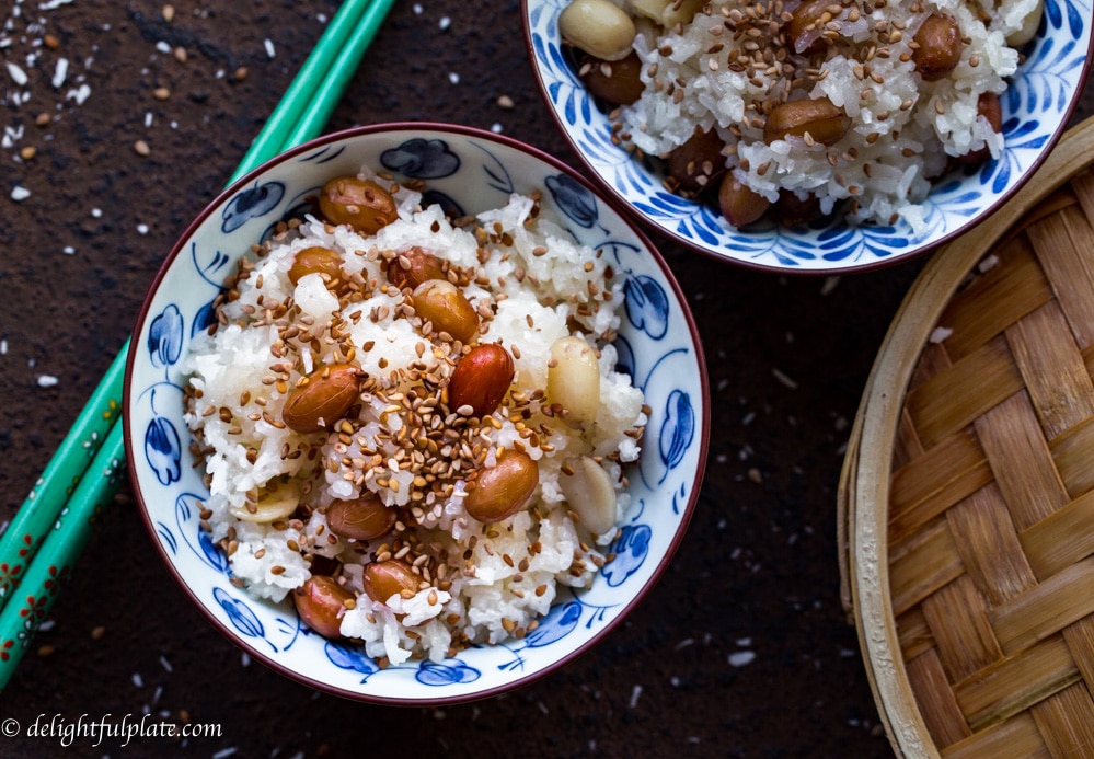 Steamed peanut sticky rice in coconut milk 4 Delightful Plate