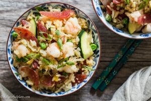 Chinese sweet sausage and Shrimp Fried Rice