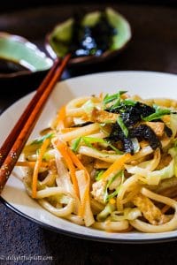 Vegetarian tofu yaki udon