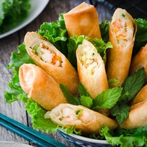 These crispy mayo seafood spring rolls are so satisfying with piping hot filling which includes crab meat, shrimp, and mayonnaise. Serve them with spicy mayo dip, lettuce, and mint, and they will disappear from the plate quickly