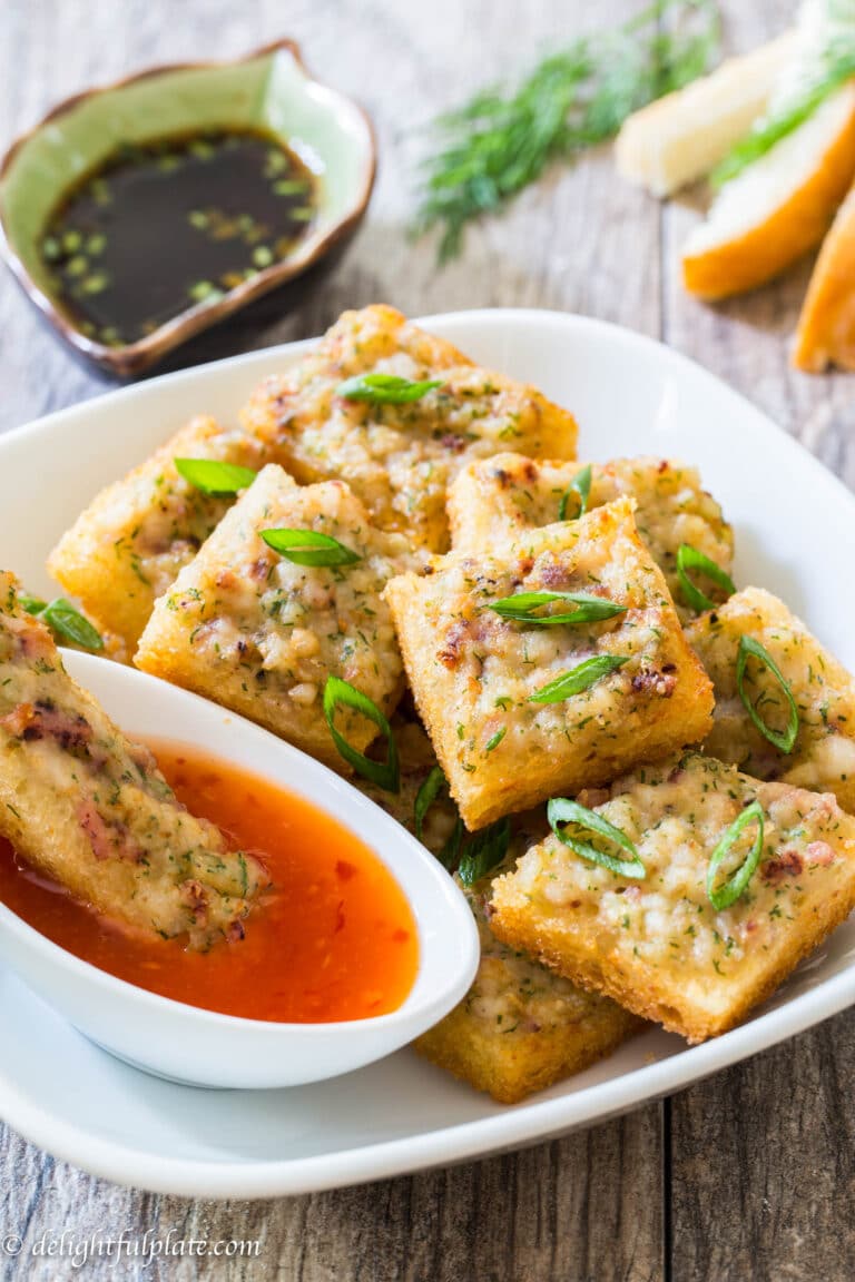 Vietnamese squid cake on toast (Squid Toast)