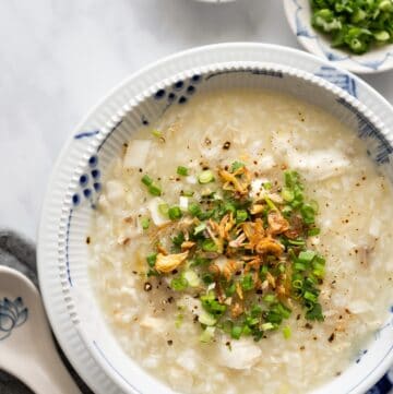 Comforting and delicious Vietnamese fish congee (Chao ca) made easy in an electric pressure cooker such as an Instant Pot.