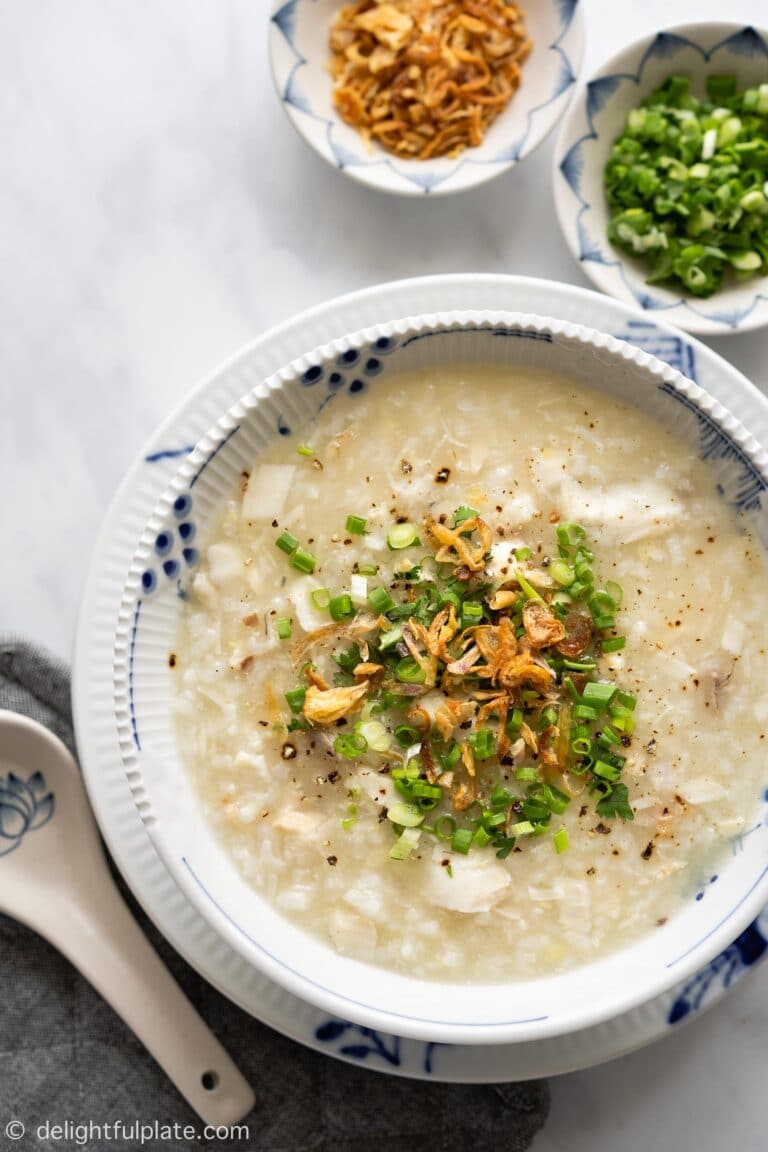 Comforting and delicious Vietnamese fish congee (Chao ca) made easy in an electric pressure cooker such as an Instant Pot.