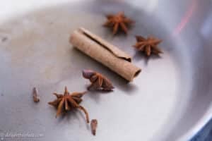 Spices for making Vietnamese Beef Stew Pho Noodle Soup: star anise, clove and cinnamon
