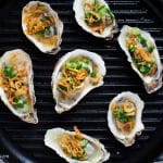 Grilled oysters make excellent appetizers because they are easy to cook, tasty and healthy. These Vietnamese-style grilled oysters are flavorful and beautiful to look at with the additions of scallions and crispy fried shallots.