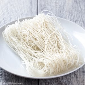 Vietnamese vermicelli rice noodles (Bun) are white and round. You can use it for noodle soups, salad or fresh spring rolls.