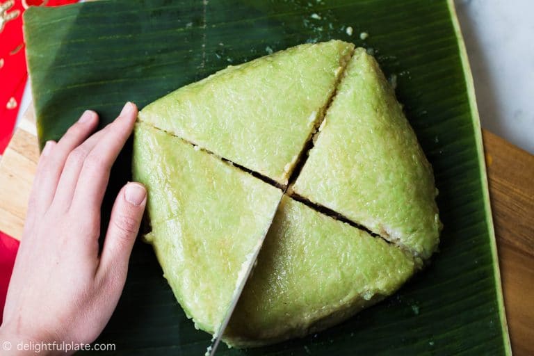 Vietnamese Square Sticky Rice Cake (Banh Chung) Delightful Plate