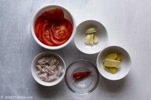 Prepare aromatics and other ingredients for Vietnamese caramelized salmon