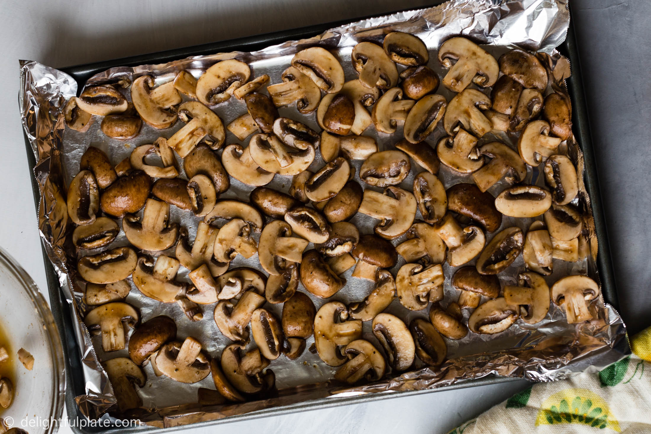 Mushroom slices marinated with soy sauce. Bake for 50-60 minutes to desired texture.