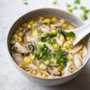 This pressure cooker chicken corn soup is healthy, quick and easy to make. It is also a popular soup in Vietnam.