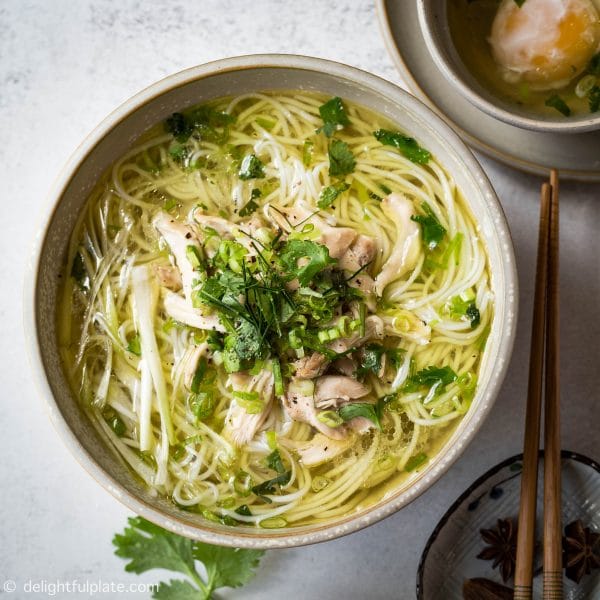 Vietnamese Chicken Vermicelli Noodle Soup (Bun Ga) 2 This Vietnamese Chicken Vermicelli Noodle Soup is light yet comforting and delicious. It only takes an hour to cook it.