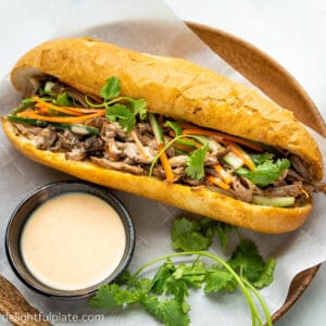 a loaf of Vietnamese pulled pork Banh mi