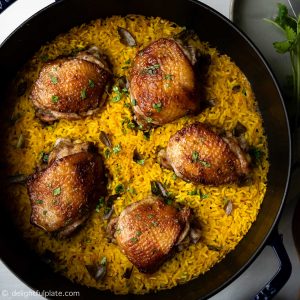 One Pan Chicken and Turmeric Rice with Asian flavors