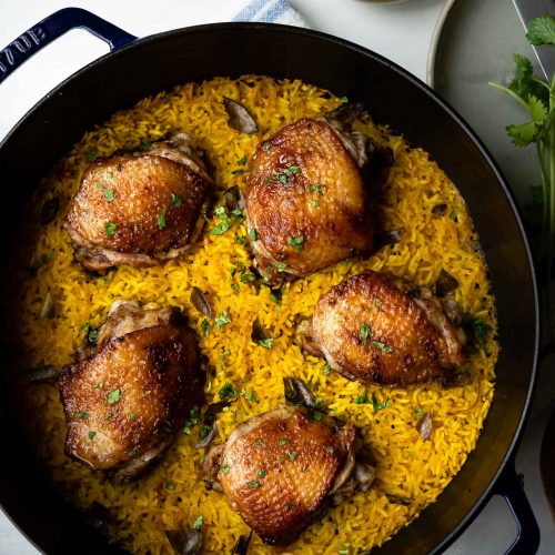 This One Pan Chicken and Turmeric Rice is made using classic Asian flavors. The chicken is tender and the rice is so fragrant with beautiful yellow color thanks to turmeric and a secret ingredient. Incredibly delicious and healthy!