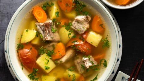 Pork Rib Soup with Potatoes and Carrots (Stovetop & Pressure Cooker)