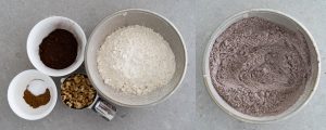 Dry ingredients for Chocolate Walnut Banana Bread