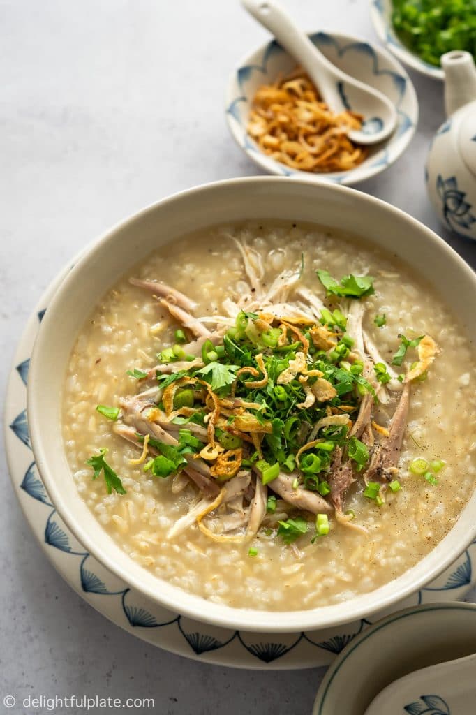 Pressure Cooker Chicken Congee with Brown Rice Delightful Plate