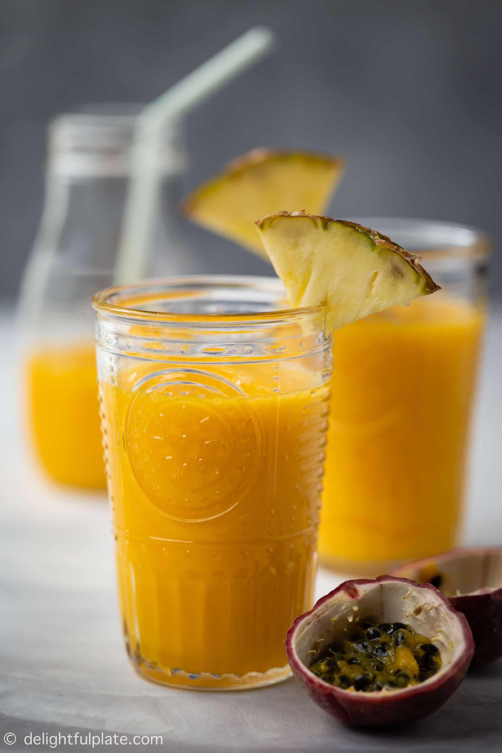 This Tropical Pineapple Mango Smoothie is a tasty and healthy drink with a pleasant sweet fruity scent. This thirst-quenching drink is also dairy-free with no added sugar.