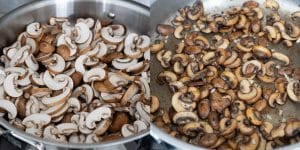 Sauté mushrooms for mushroom corn pasta