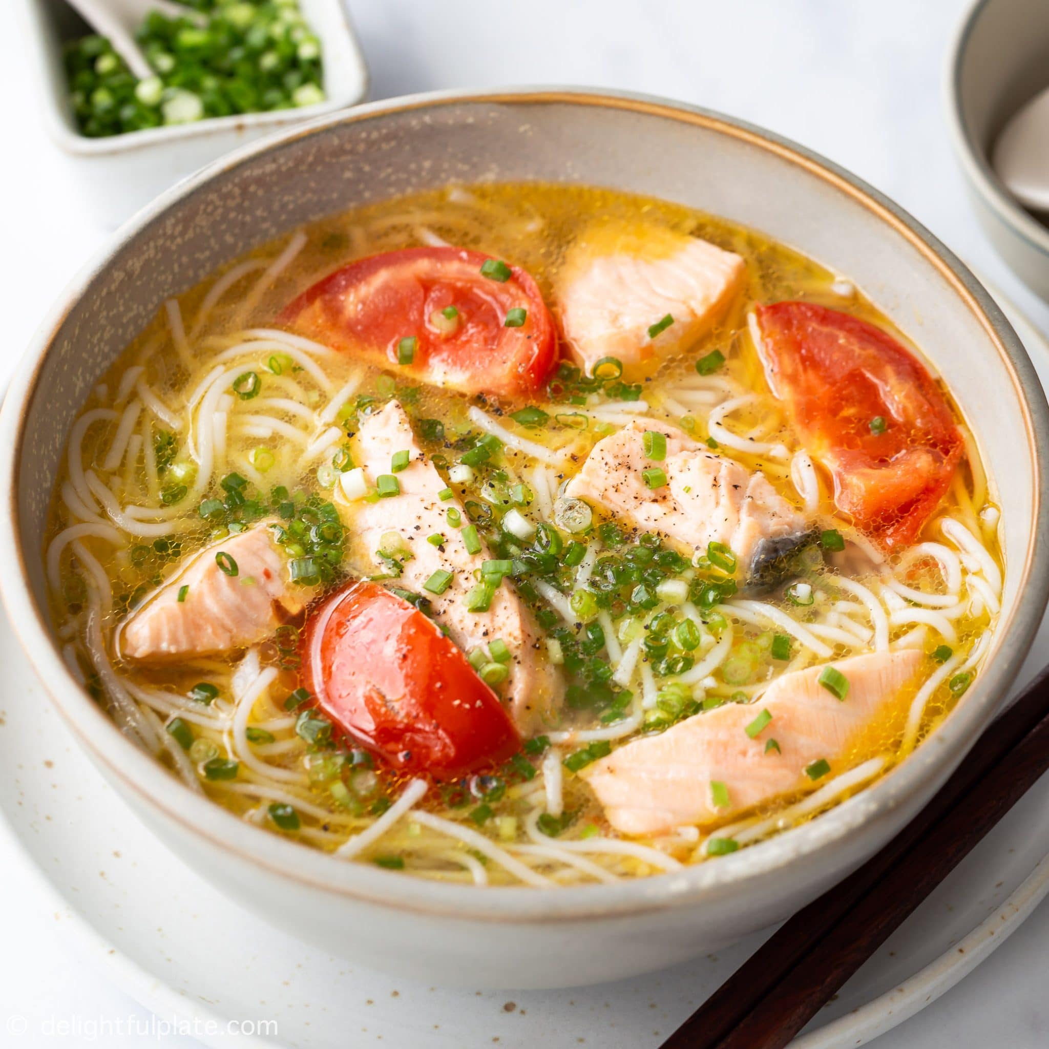 30minute Salmon Noodle Soup Delightful Plate