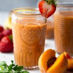 Strawberry Peach Smoothie with Mint and Parsley