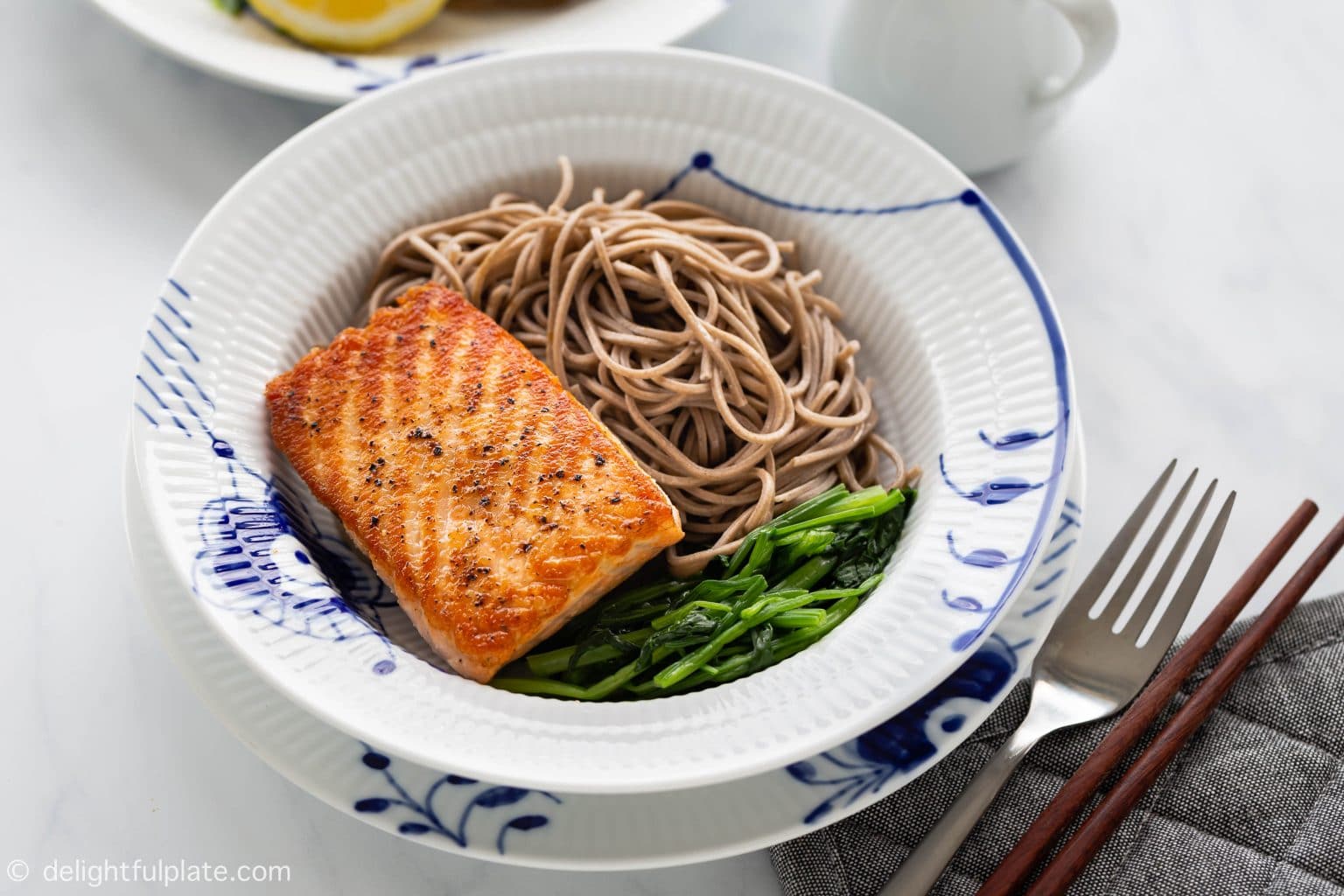 Salmon Soba Noodle Salad - Delightful Plate