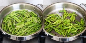 cooking asparagus in a skillet