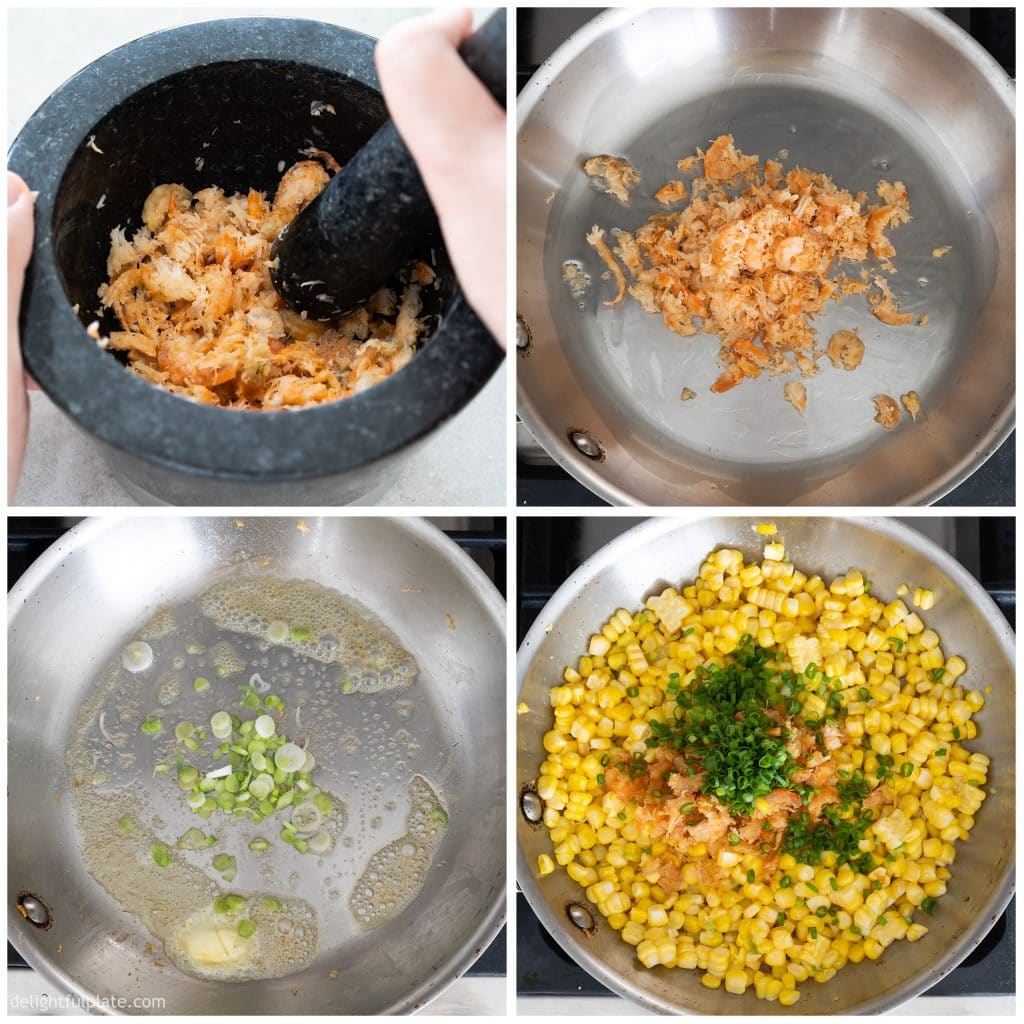 Making Vietnamese Butter Sweet Corn with Dried Shrimps (Bap Xao) step-by-step photo