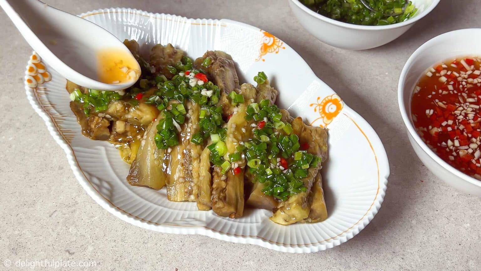 Vietnamese Grilled Eggplant with Scallion Oil (Ca Tim Nuong Mo Hanh