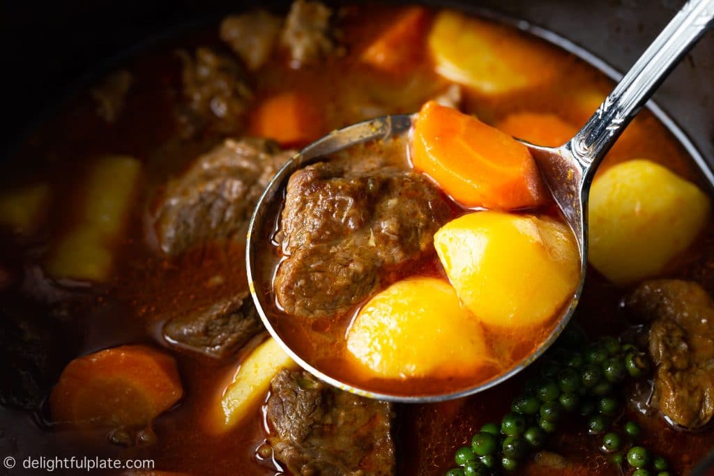 Vietnamese Beef Stew with Green Peppercorns with tender beef cubes, potatoes and carrots in a flavorful sauce