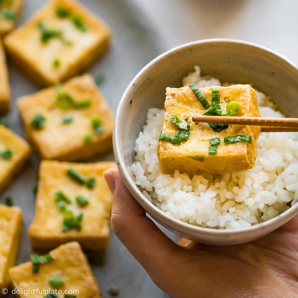 Vietnamese Fried Tofu with Scallions Delightful Plate
