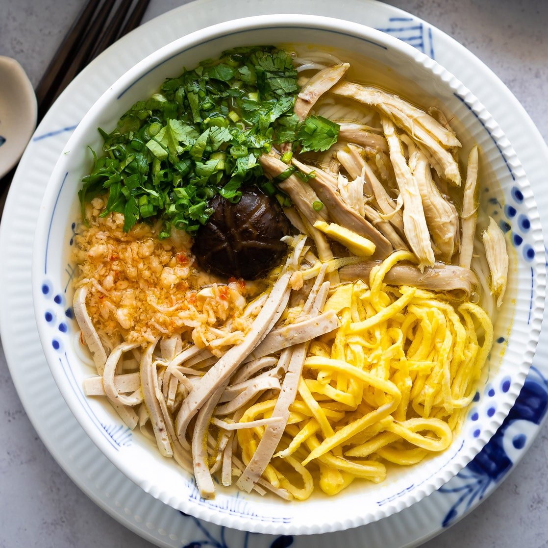 Vietnamese Bun thang (Hanoi rice vermicelli noodles with chicken and eggs)  - Delightful Plate