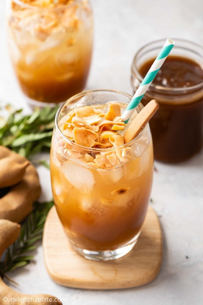 a glass of Vietnamese iced tamarind juice