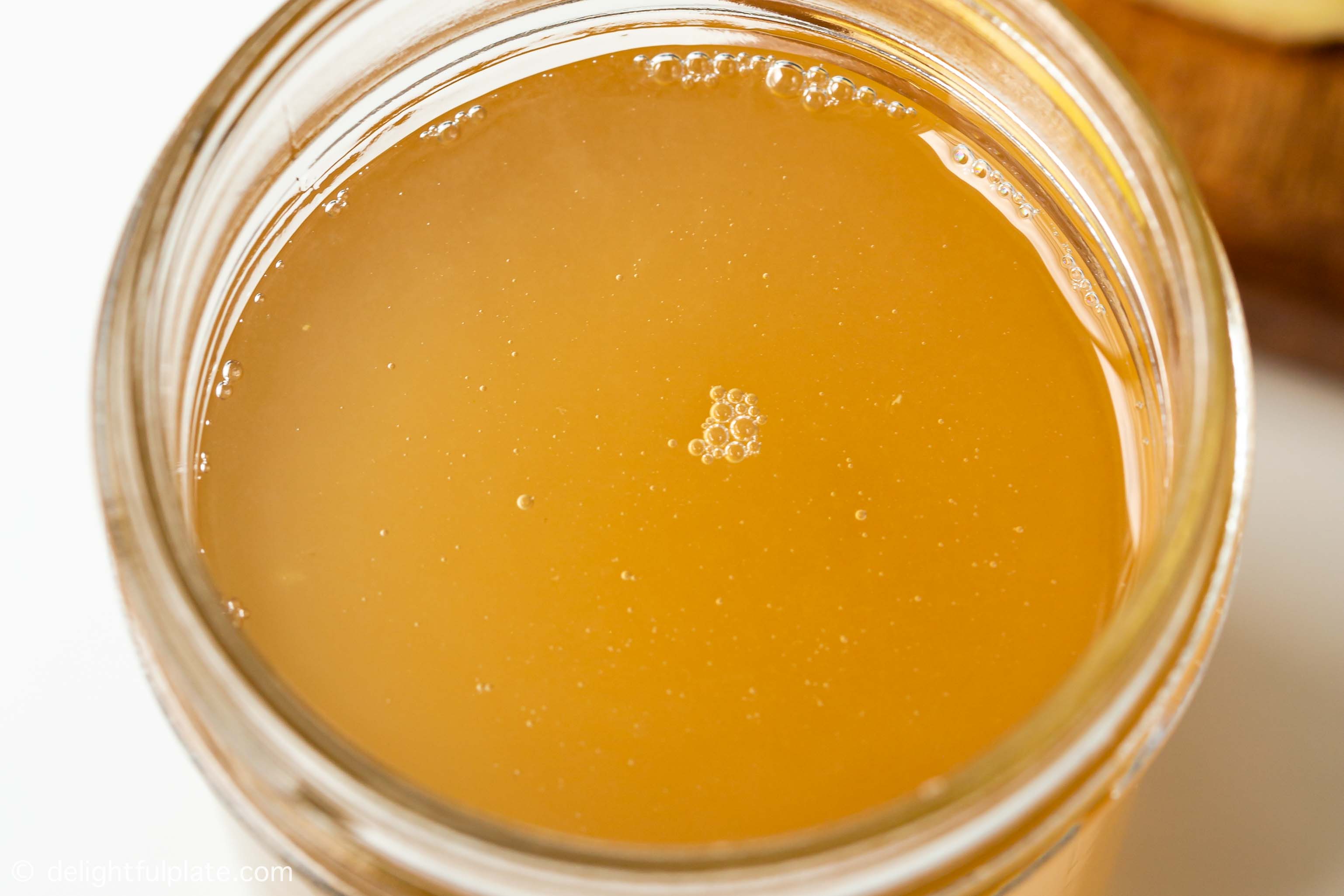 a jar of homemade ginger syrup