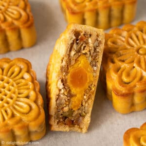 a slice of a fresh mooncake