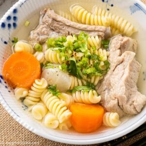 a bowl of Vietnamese macaroni soup