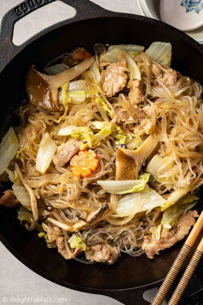 Braised Glass Noodles with Pork and Napa Cabbage