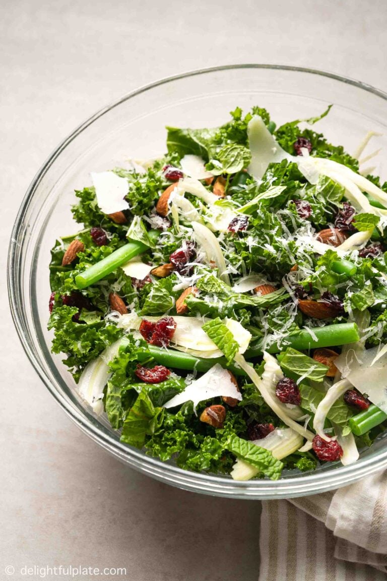 Kale and Green Bean Salad with Almond and Cranberry
