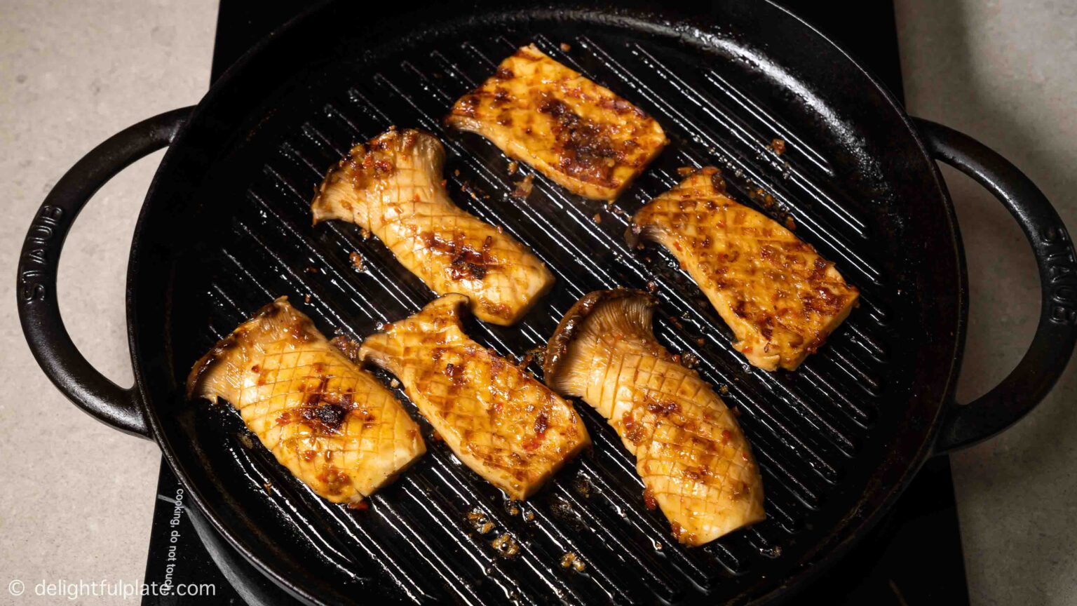 Grilled King Oyster Mushrooms with Sate Sauce Delightful Plate