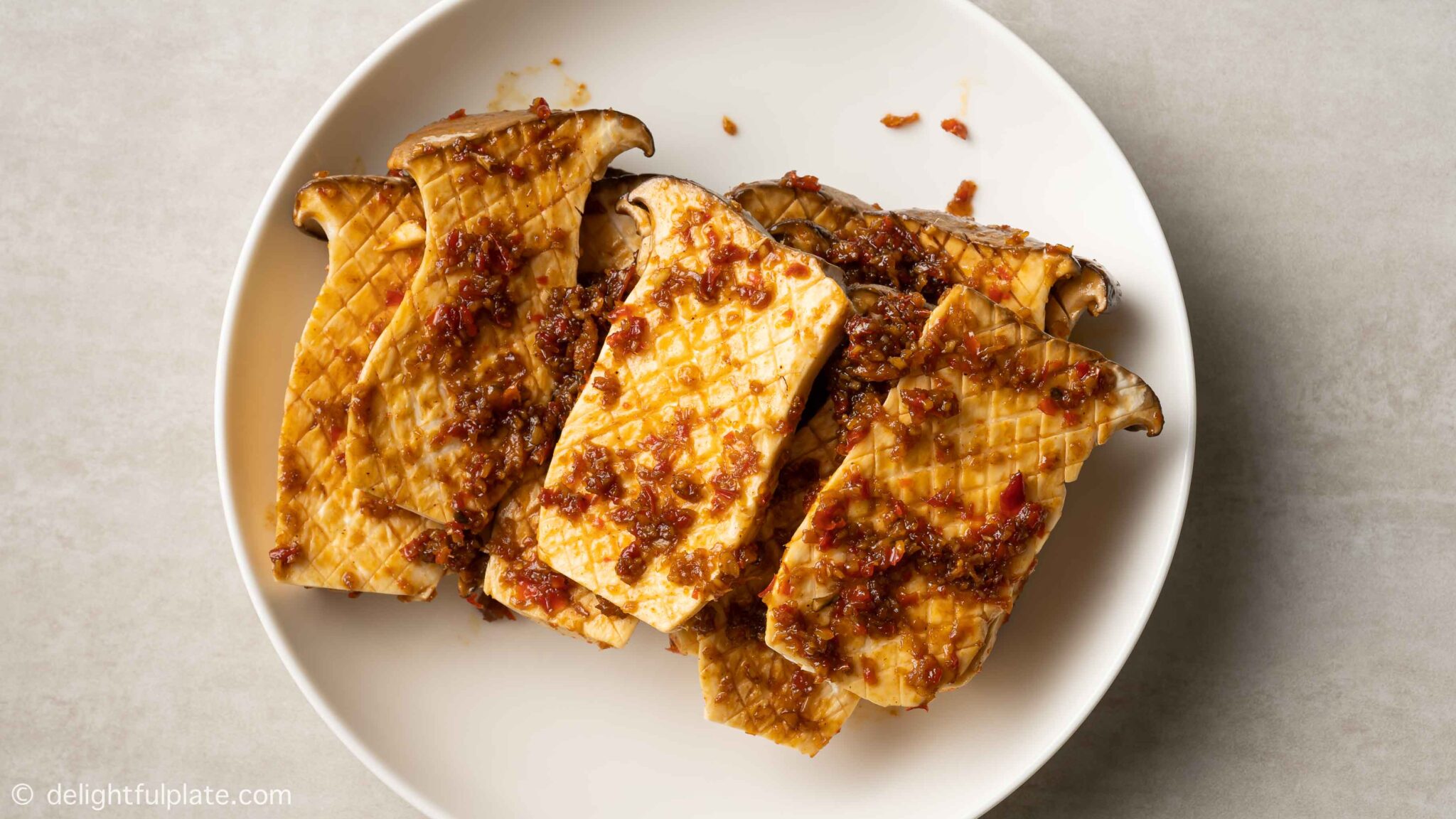 Grilled King Oyster Mushrooms with Sate Sauce Delightful Plate