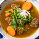 a bowl of Vietnamese beef stew (bo kho)