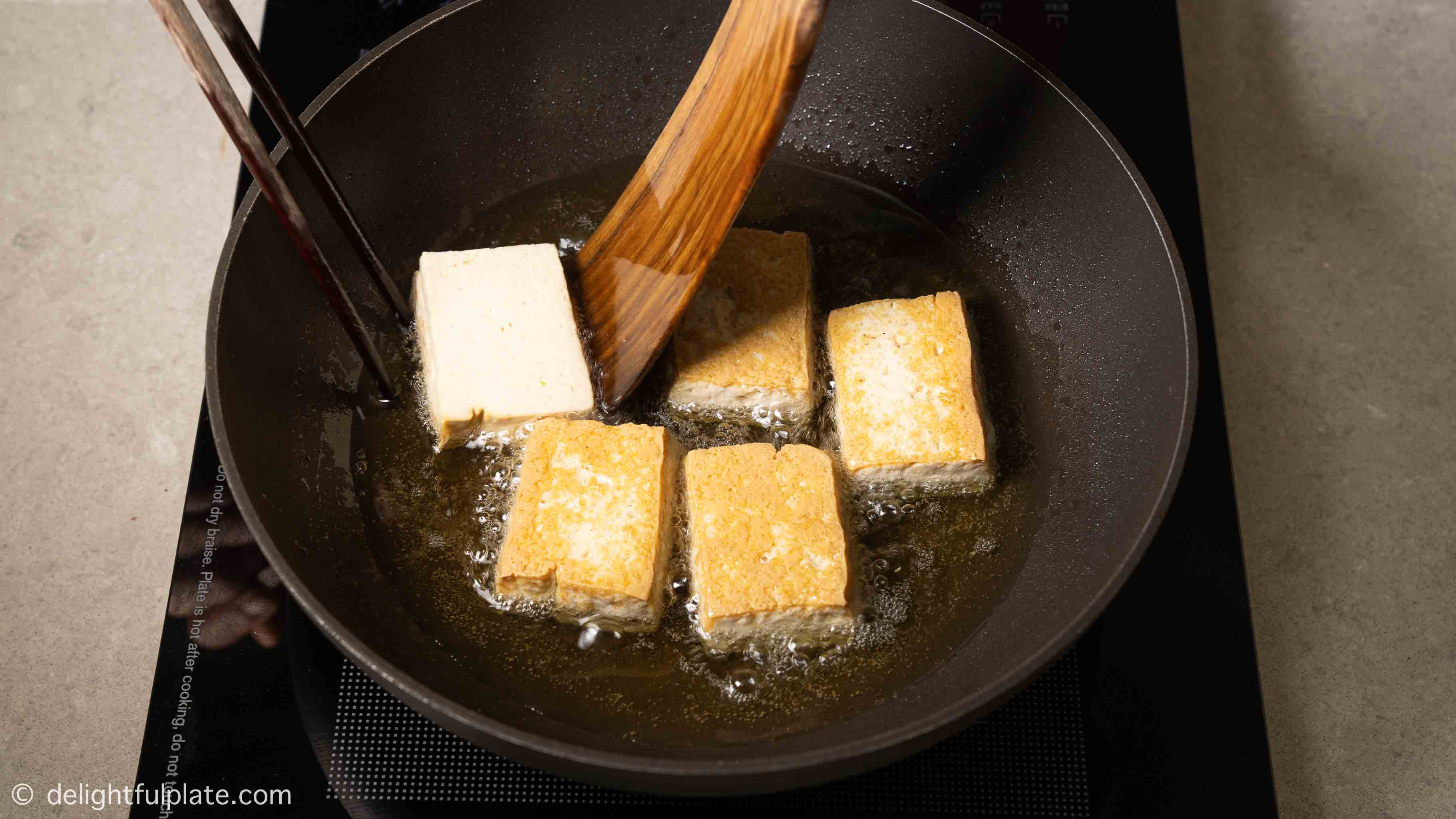 frying the tofu
