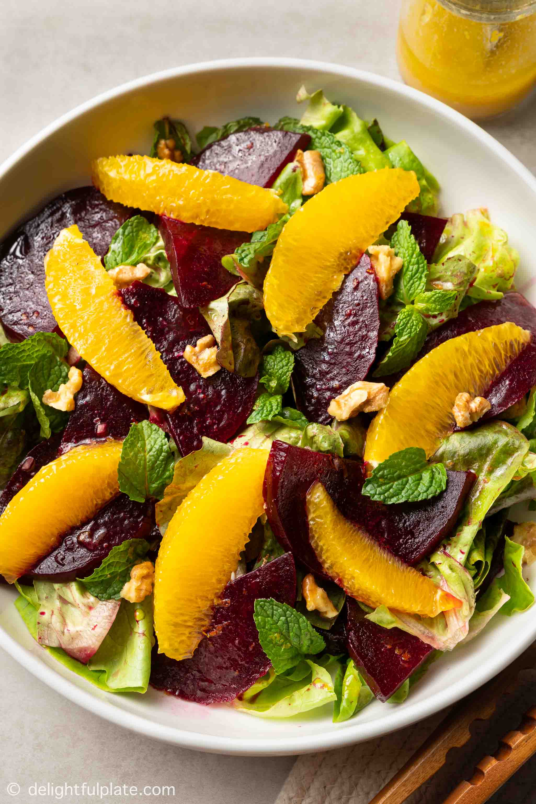 a plate of roasted beet and orange salad
