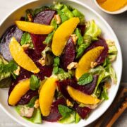 a plate of roasted beetroot and orange salad