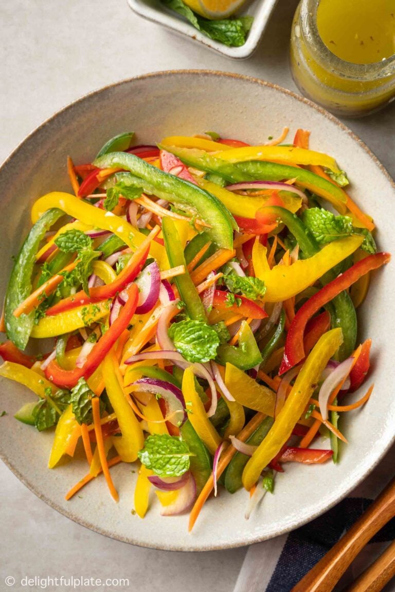 a plate of sweet bell pepper salad